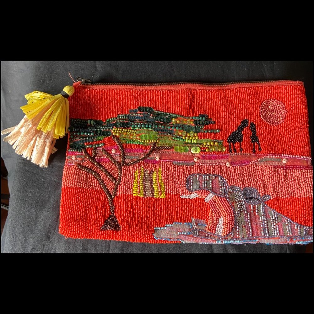 Zara Beaded African Landscape Bag